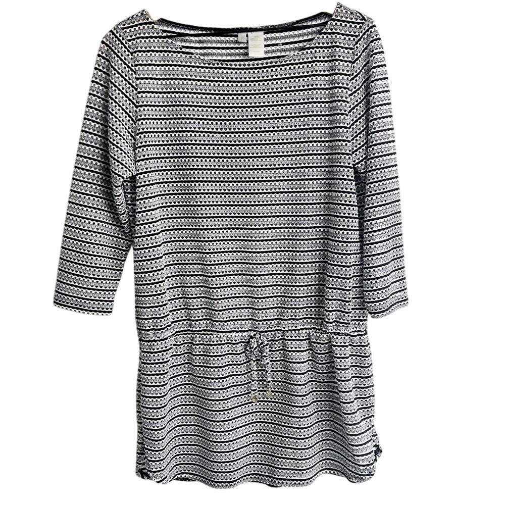 ANNE COLE SIGNATURE CASUAL BLACK WHITE MINI DRESS OR COVER UP SIZE MEDIUM